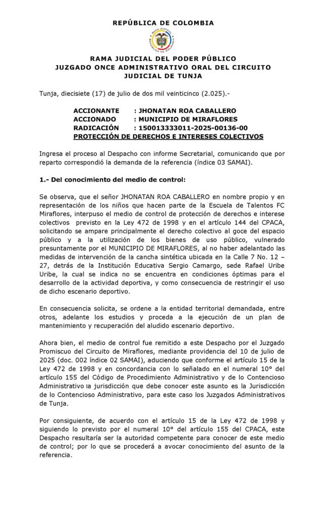 COMUNICADO A LA COMUNIDAD DE MIRAFLORES BOYACÁ𝐀𝐝𝐦𝐢𝐬𝐢𝐨́𝐧 𝐝𝐞 𝐀𝐜𝐜𝐢𝐨́𝐧 𝐏𝐨𝐩𝐮𝐥𝐚𝐫 – 𝐏𝐫𝐨𝐭𝐞𝐜𝐜𝐢𝐨́𝐧 𝐝𝐞 𝐃𝐞𝐫𝐞𝐜𝐡𝐨𝐬 𝐂𝐨𝐥𝐞𝐜𝐭𝐢𝐯𝐨𝐬 𝐝𝐞 𝐍𝐢𝐧̃𝐨𝐬 𝐲 𝐂𝐨𝐦𝐮𝐧𝐢𝐝𝐚𝐝 𝐃𝐞𝐩𝐨𝐫𝐭𝐢𝐯𝐚.