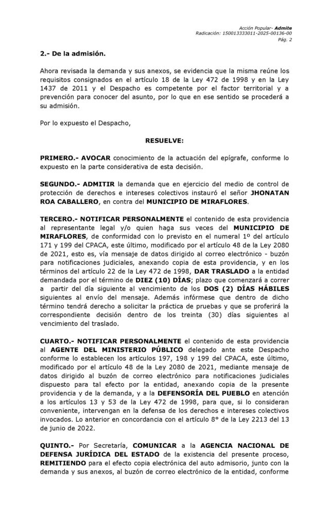 COMUNICADO A LA COMUNIDAD DE MIRAFLORES BOYACÁ 𝐀𝐝𝐦𝐢𝐬𝐢𝐨́𝐧 𝐝𝐞 𝐀𝐜𝐜𝐢𝐨́𝐧 𝐏𝐨𝐩𝐮𝐥𝐚𝐫 – 𝐏𝐫𝐨𝐭𝐞𝐜𝐜𝐢𝐨́𝐧 𝐝𝐞 𝐃𝐞𝐫𝐞𝐜𝐡𝐨𝐬 𝐂𝐨𝐥𝐞𝐜𝐭𝐢𝐯𝐨𝐬 𝐝𝐞 𝐍𝐢𝐧̃𝐨𝐬 𝐲 𝐂𝐨𝐦𝐮𝐧𝐢𝐝𝐚𝐝 𝐃𝐞𝐩𝐨𝐫𝐭𝐢𝐯𝐚.