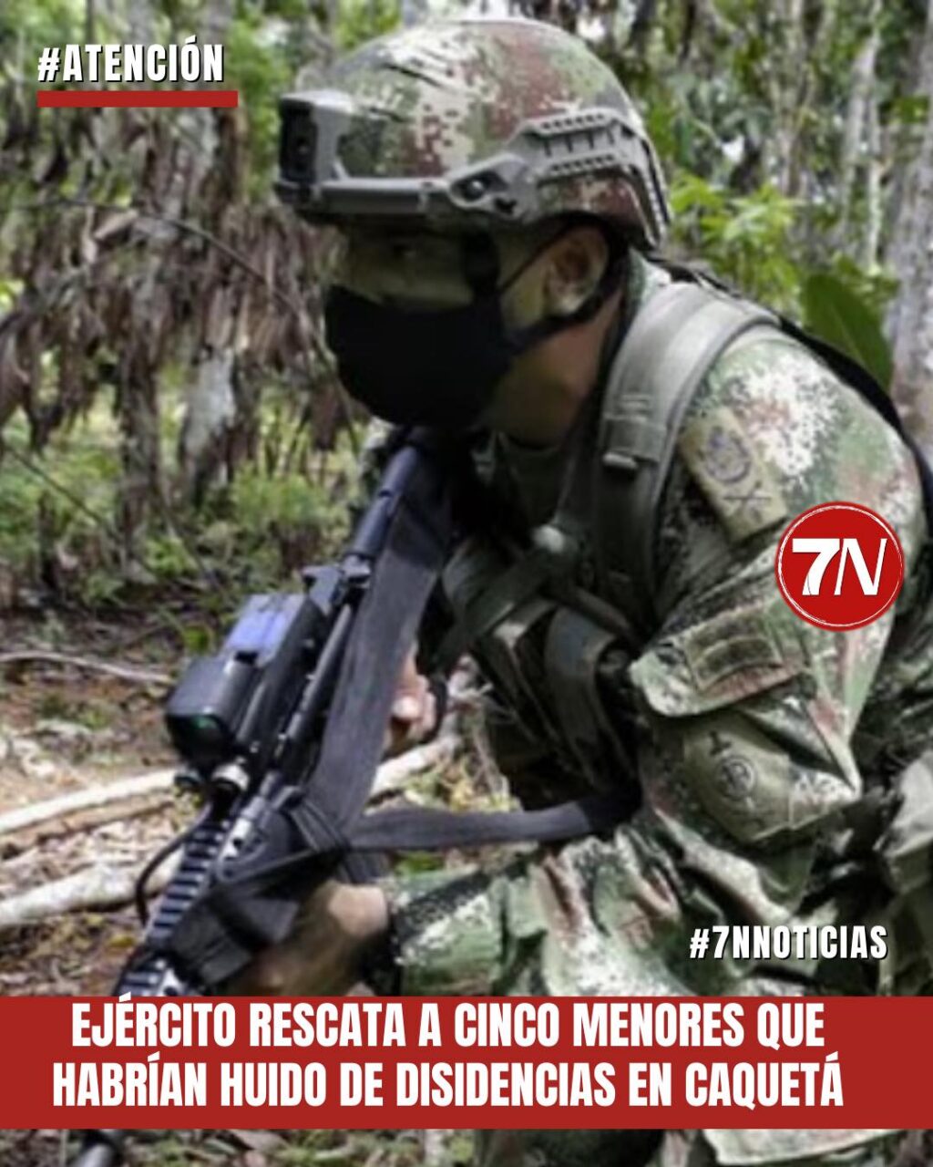 Ejército rescata a cinco menores que habrían huido de disidencias en Caquetá.
