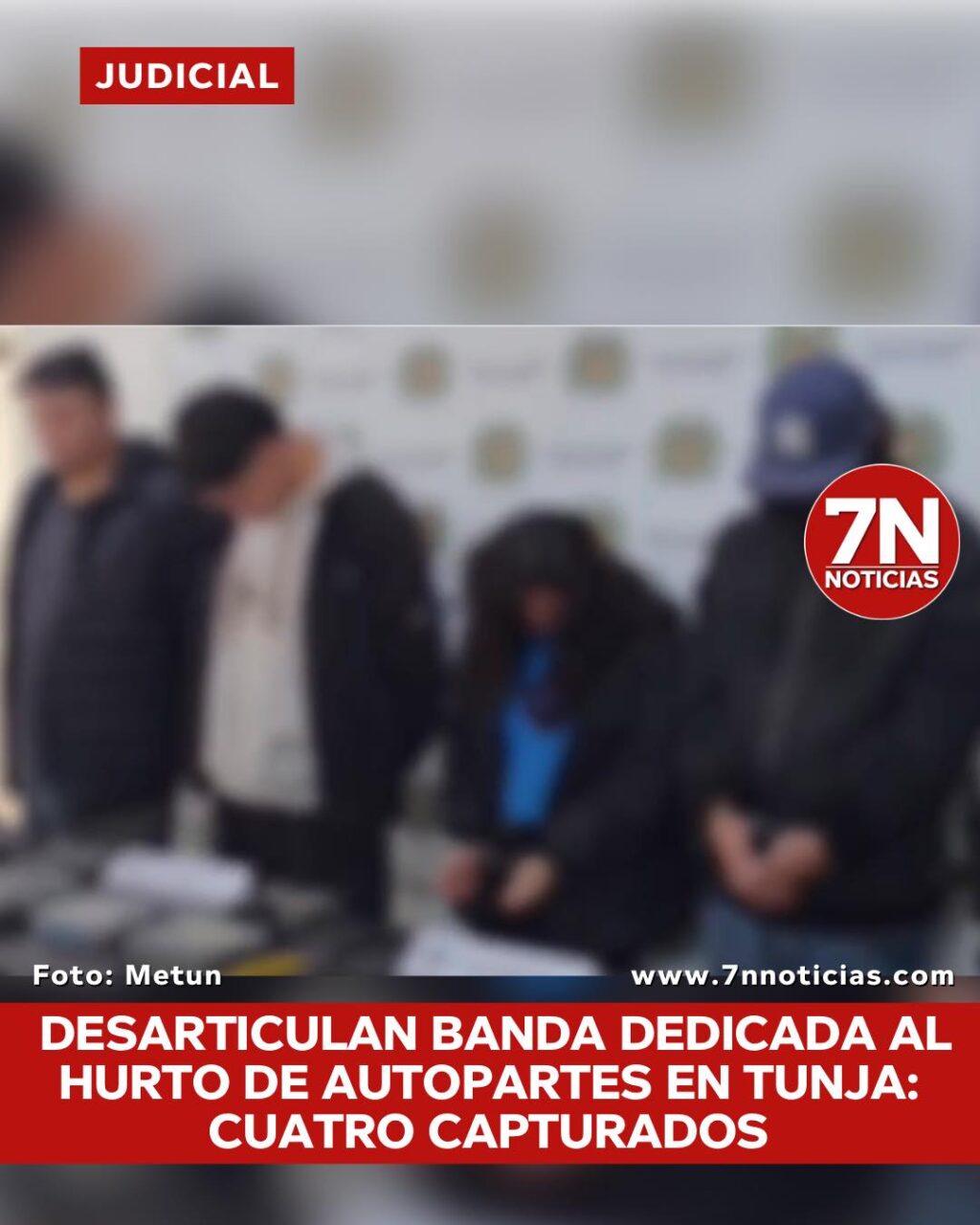 Desarticulan banda dedicada al hurto de autopartes en Tunja: cuatro capturados.