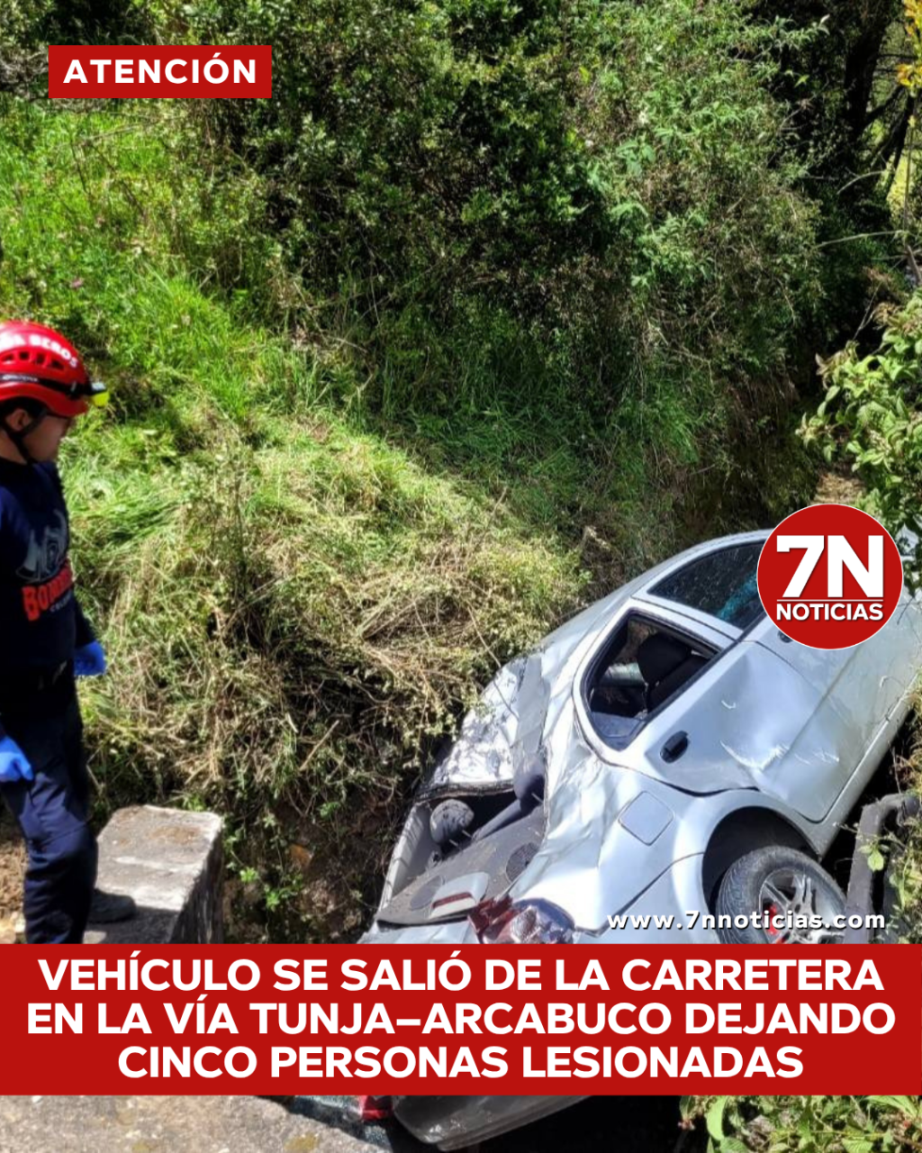 Vehículo se salió de la carretera y cayó a una alcantarilla en la vía Tunja – Arcabuco dejando cinco personas lesionadas.