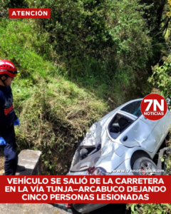 Vehículo se salió de la carretera y cayó a una alcantarilla en la vía Tunja – Arcabuco dejando cinco personas lesionadas.