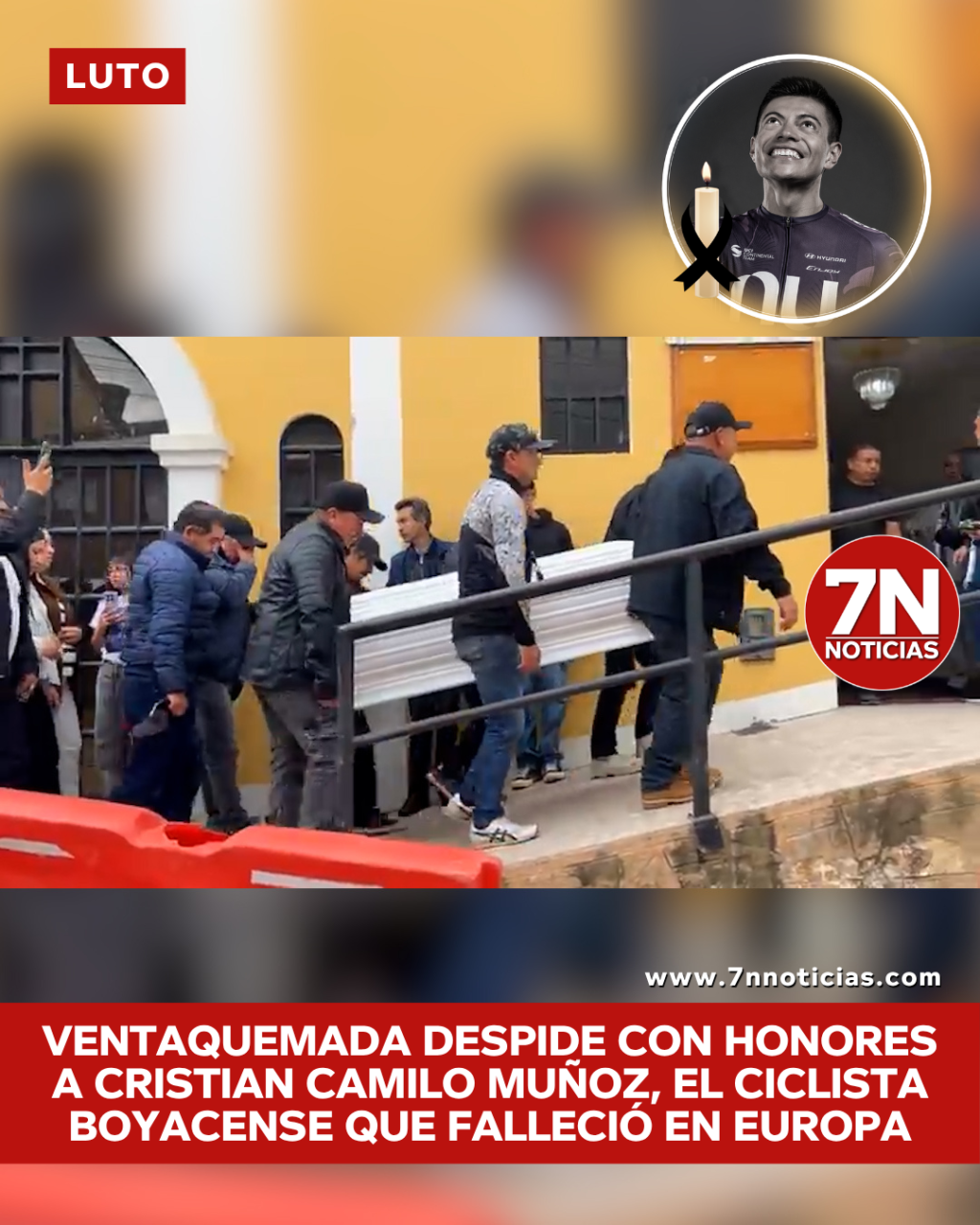 Ventaquemada despide con honores a Cristian Camilo Muñoz, el ciclista que falleció en Europa.