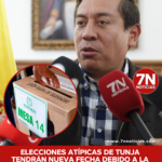 Elecciones atípicas para elegir el nuevo alcalde de Tunja tendrán nueva fecha debido a la final del mundial de fútbol 2026.