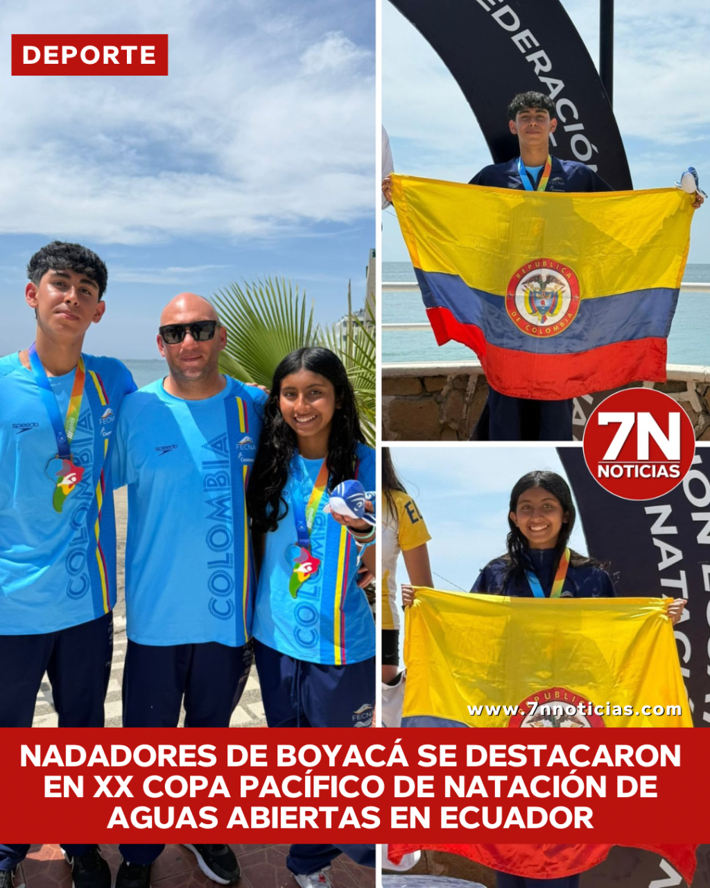 Nadadores de Boyacá se destacaron en la XX Copa Pacífico de Natación de Aguas Abiertas en Ecuador.