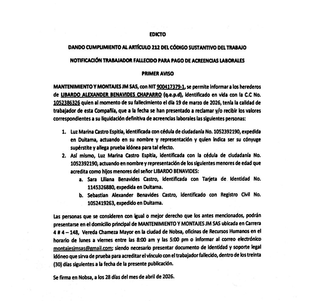 Edicto Libardo Benavides