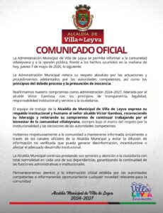 Alcaldía de Villa de Leyva se pronunció tras captura del alcalde Víctor Gamboa.
