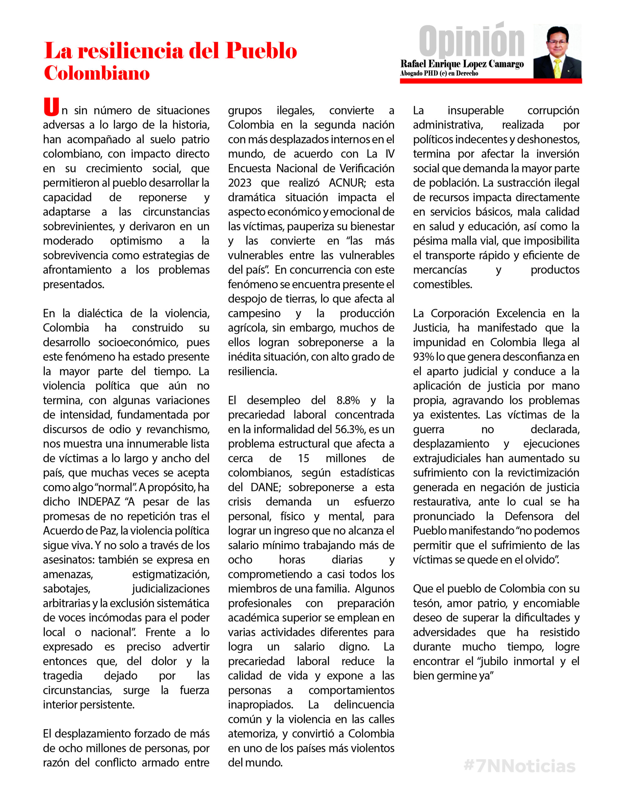"La resiliencia del Pueblo Colombiano"